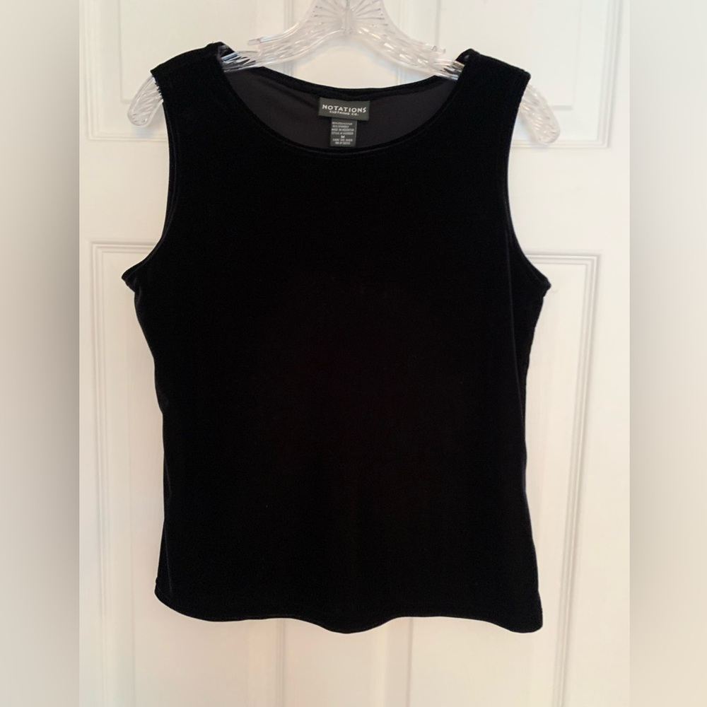 Notations Women's Elegant Black Velvet Tank Top Holiday Classic - Picture 1 of 7